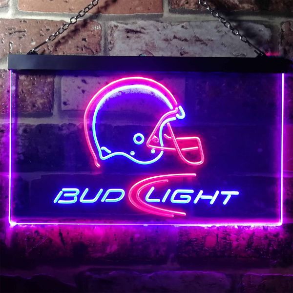 Bud Light Helmet Dual LED Neon Light Sign